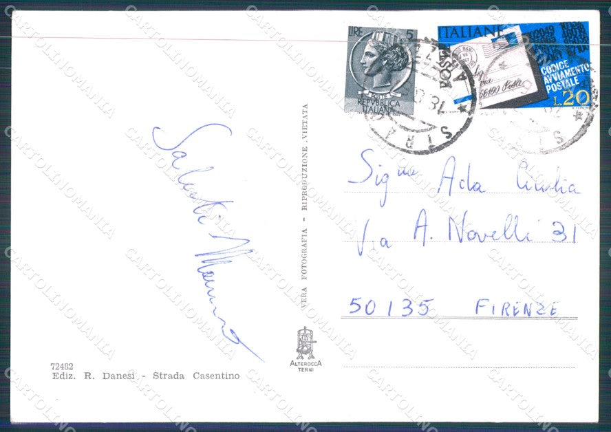 Arezzo Strada Casentino Castello Torre Campanaria PIEGA Foto FG cartolina KF1881 – retro