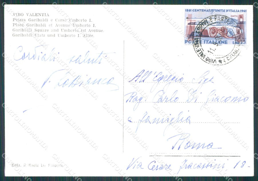 Vibo Valentia Città Corriera Auto Foto FG cartolina KF1885 – retro