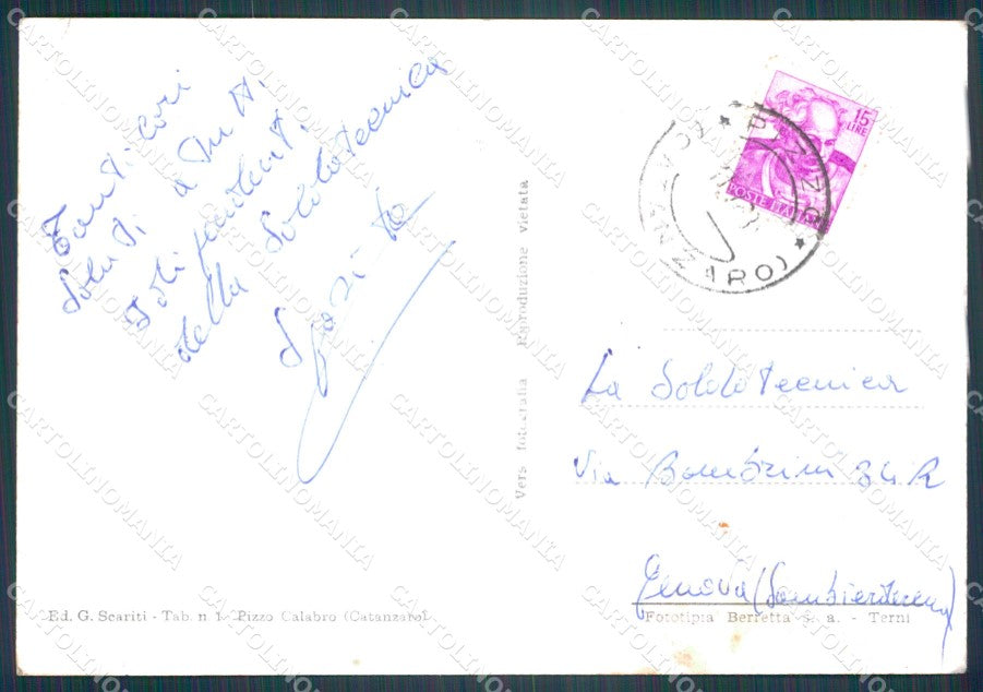 Vibo Valentia Pizzo Calabro PIEGA Foto FG cartolina KF1937 – retro