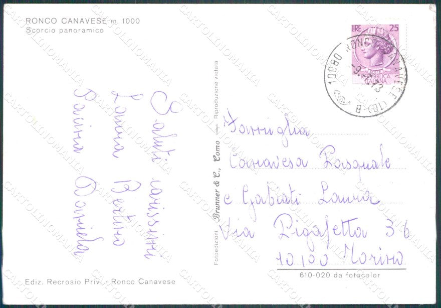 Torino Ronco Canavese Foto FG cartolina KF1943 – retro