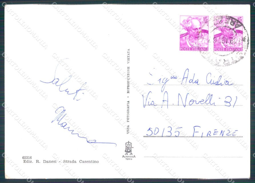 Arezzo Castel San Niccolò Strada Casentino PIEGHINA Foto FG cartolina KF1956 – retro