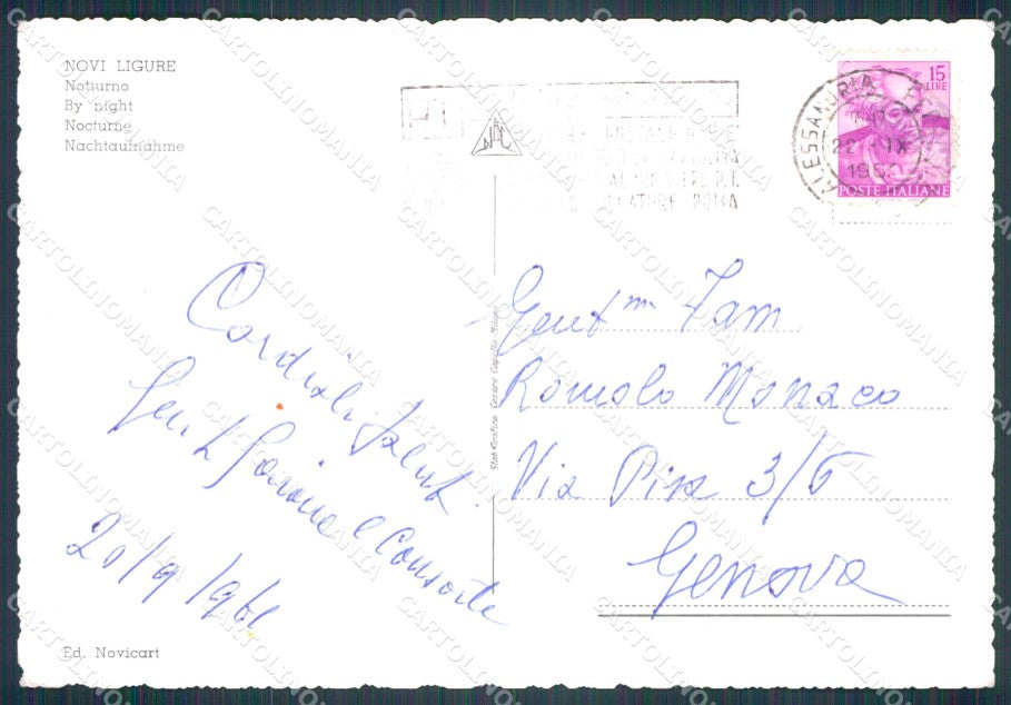 Alessandria Novi Ligure Auto PIEGHINE Foto FG cartolina KF1960 – retro