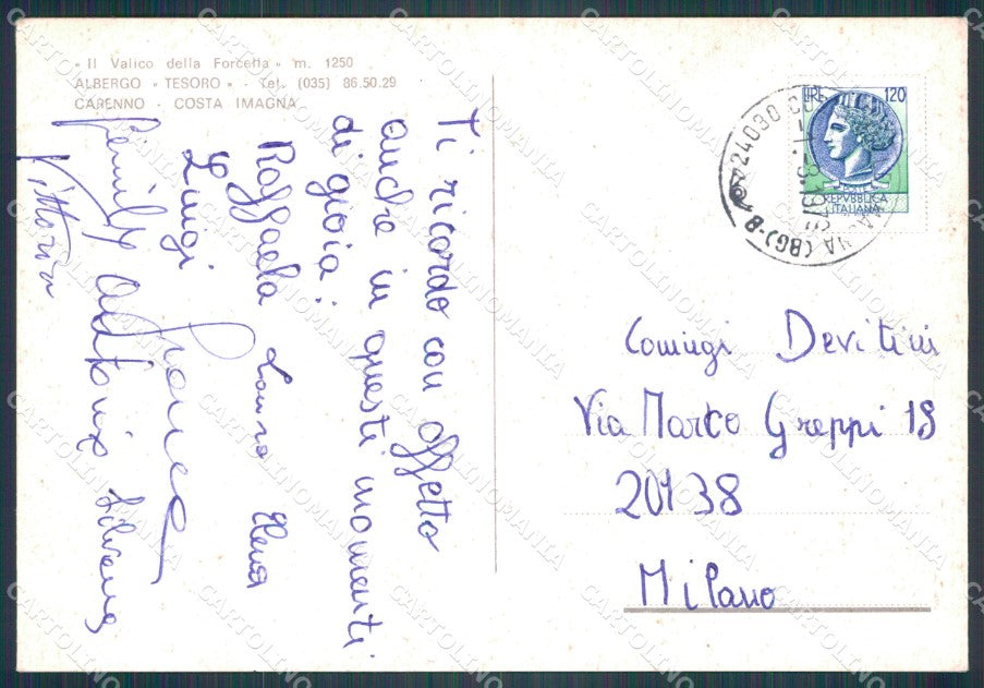 Lecco Carenno Valico della Forcella Auto Foto FG cartolina KF1966 – retro