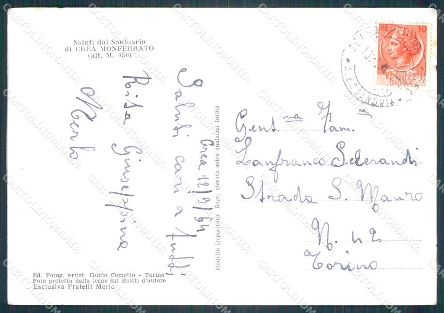 Alessandria Crea Monferrato STRAPPINO Foto FG cartolina KF1969 – retro