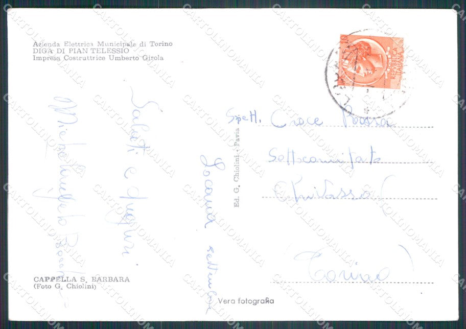 Torino Diga di Pian Telessio PIEGHE Foto FG cartolina KF1971 – retro