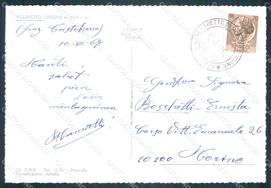 Torino Roure Villaretto Chisone Foto FG cartolina KF1986 – retro