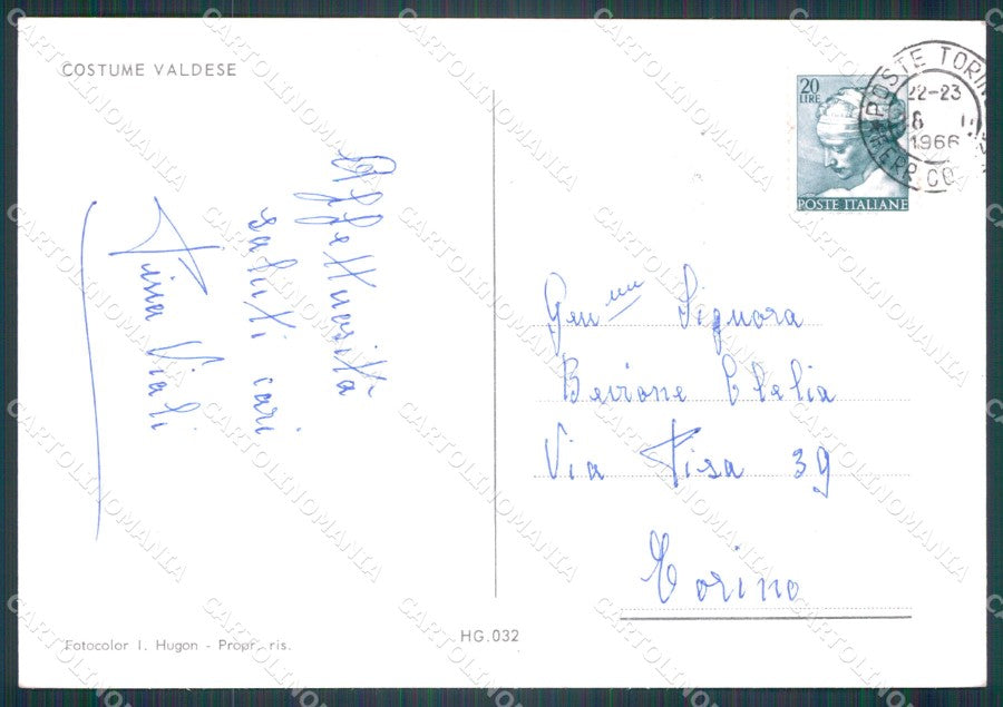 Torino Torre Pellice Costumi Valdesi Foto FG cartolina KF1990 – retro