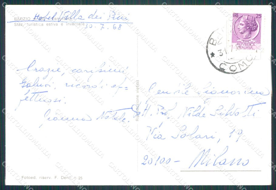 Lecco Barzio Grigna Grignetta Foto FG cartolina KF2001 – retro