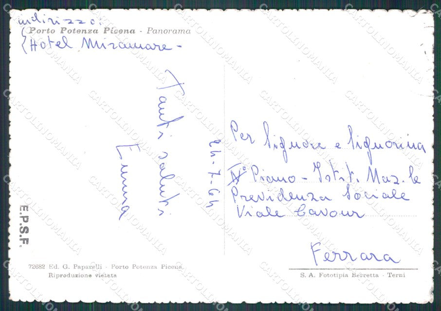 Macerata Potenza Picena Porto di ABRASA FG cartolina KF2021 – retro