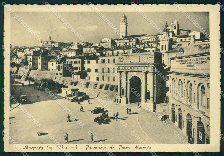 Macerata Città Porta Mercato Auto PIEGHINA FG cartolina KF2030 – fronte