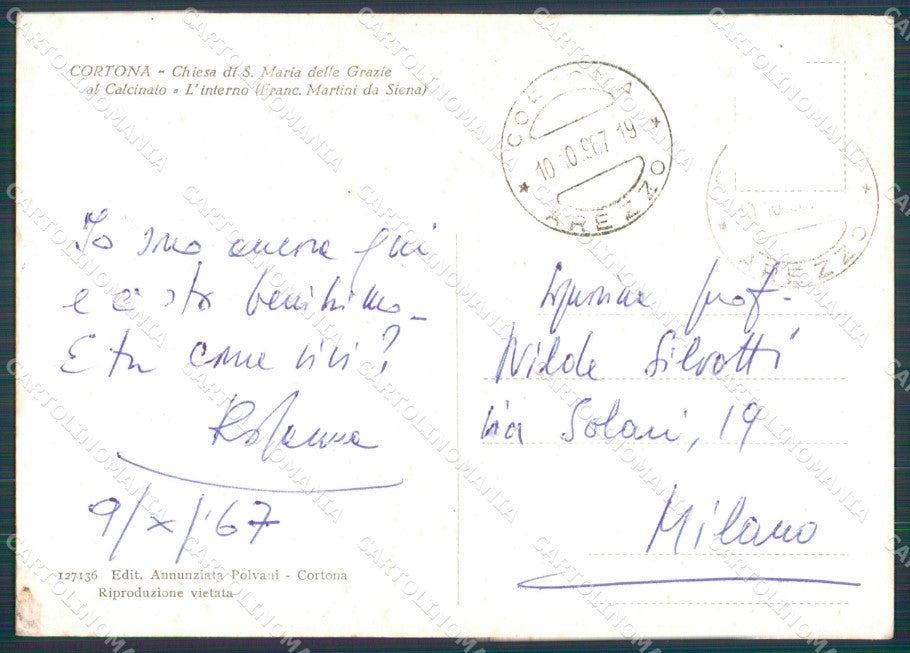Arezzo Cortona PIEGHINA FG cartolina KF2037 – retro