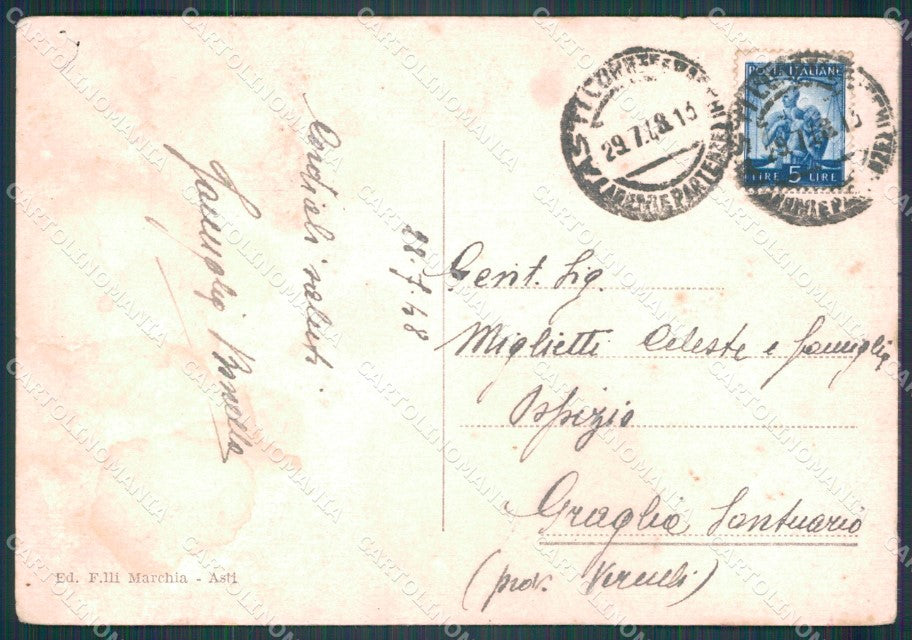 Asti Città MACCHIE PIEGA FORI FG cartolina KF2059 – retro
