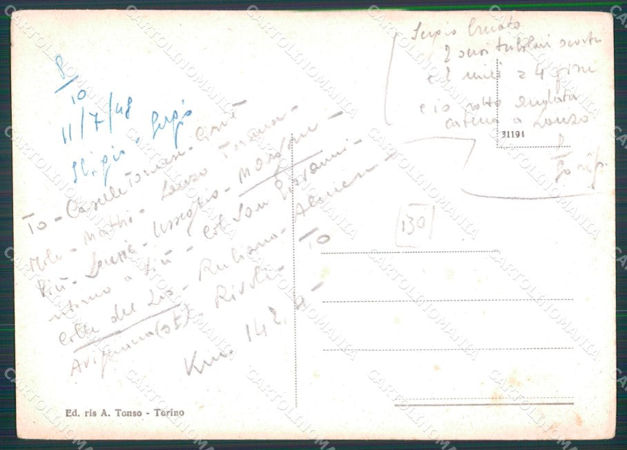 Torino Colle Del Lis Alpi Graie TRACCE UMIDO FG cartolina KF2061 – retro