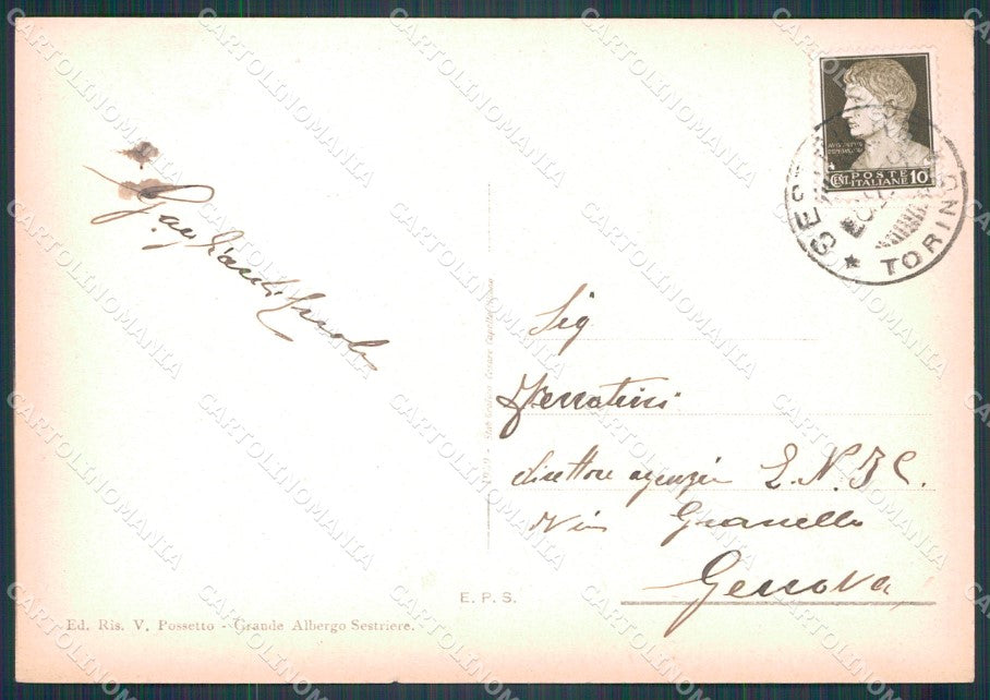 Torino Sestriere Nevicata STRAPPINO FG cartolina KF2068 – retro