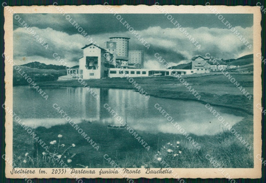 Torino Sestriere Funivia Monte Bauchetta PIEGATA FG cartolina KF2078 – fronte