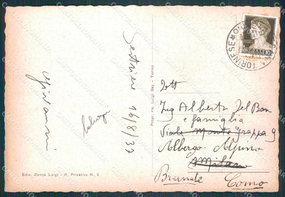Torino Sestriere Funivia Monte Bauchetta PIEGATA FG cartolina KF2078 – retro