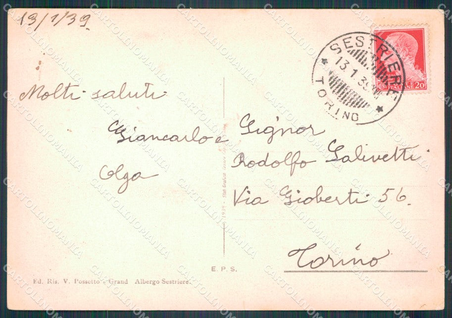 Torino Sestriere Nevicata FG cartolina KF2082 – retro