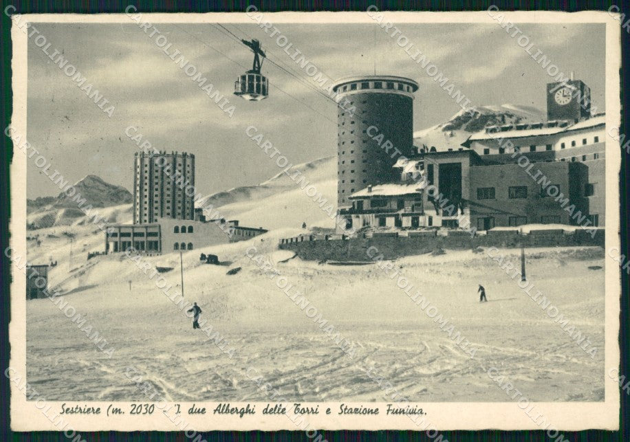 Torino Sestriere Nevicata Funivia Sci FG cartolina KF2091 – fronte