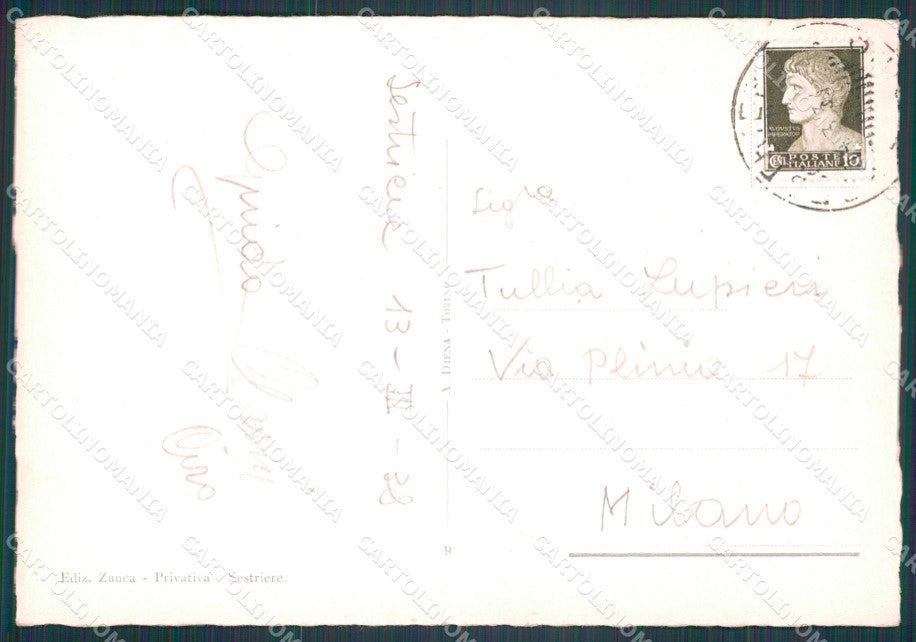 Torino Sestriere Nevicata Funivia Sci FG cartolina KF2091 – retro