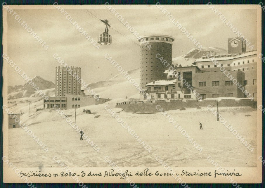 Torino Sestriere Nevicata Funivia Sci FG cartolina KF2092 – fronte