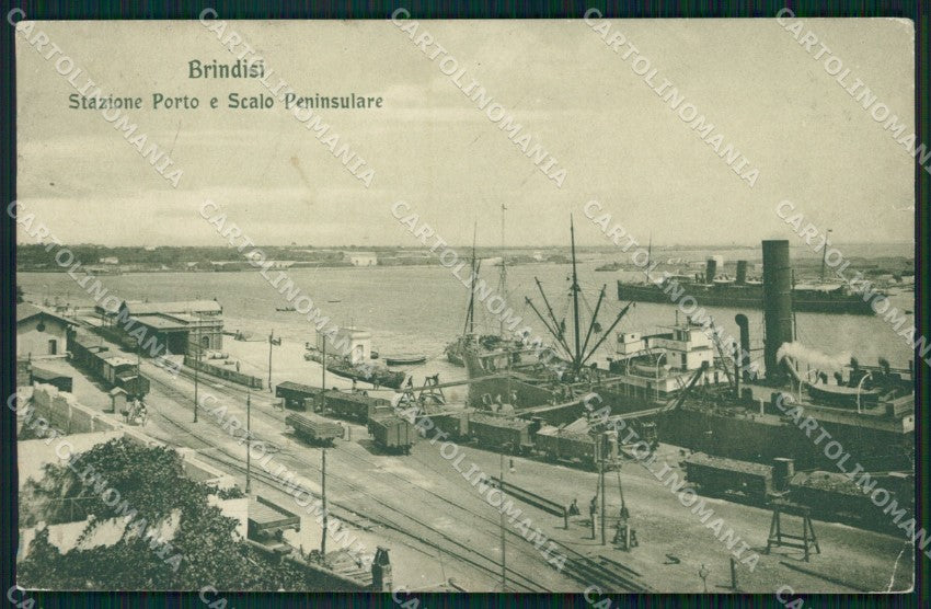 Brindisi Città Stazione Porto Navi PIEGHINA STRAPPINO cartolina KF2175 – fronte