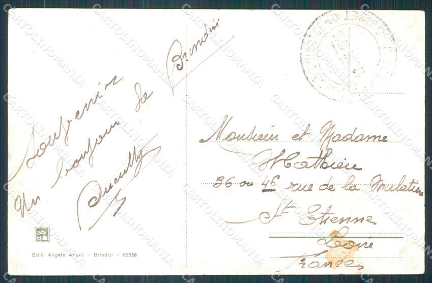 Brindisi Città Stazione Porto Navi PIEGHINA STRAPPINO cartolina KF2175 – retro