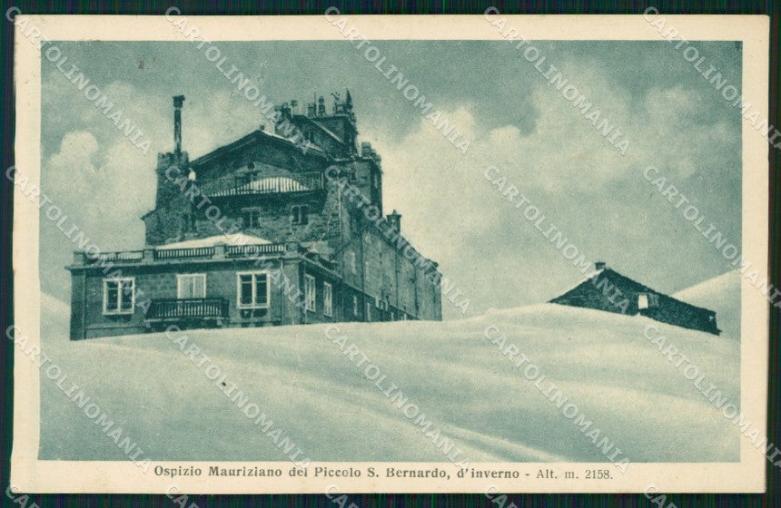Aosta La Thuile Ospizio Piccolo San Bernardo Nevicata PIEGHE cartolina KF2247 – fronte