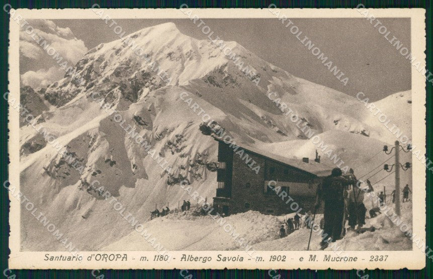 Biella Oropa Albergo Savoia Monte Mucrone Nevicata Sci cartolina KF2257 – fronte