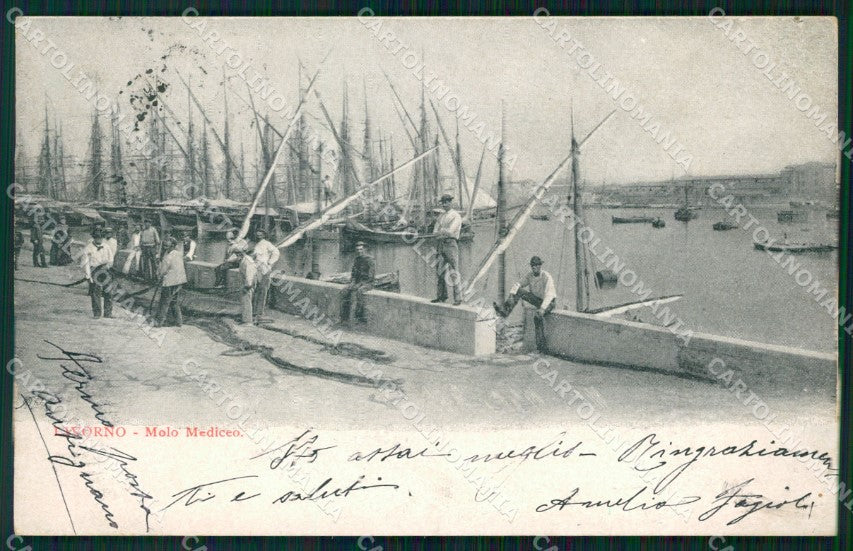 Livorno Città Porto Mediceo Barche PIEGHINA cartolina KF2287 – fronte