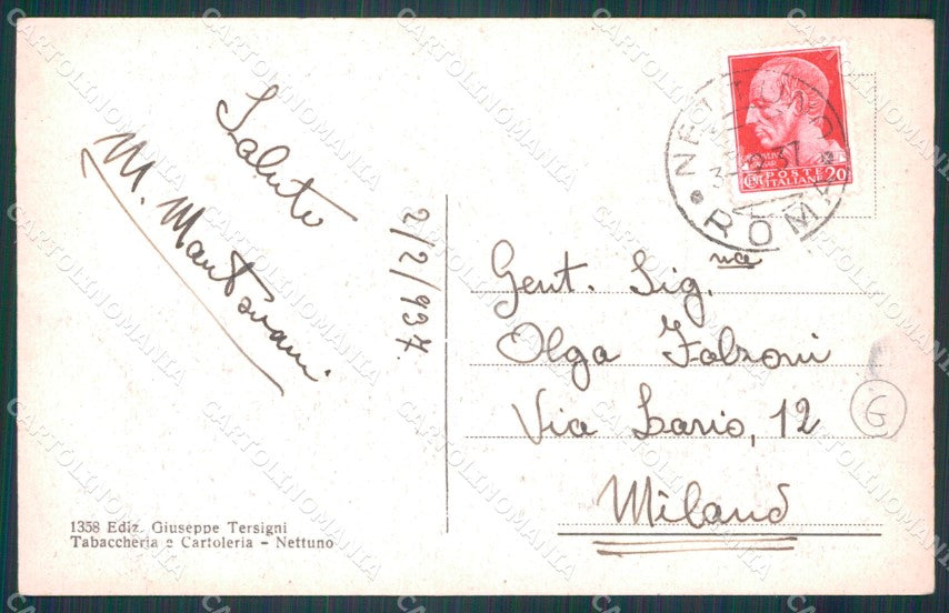 Roma Nettuno Stazione PIEGHINA cartolina KF2434 – retro