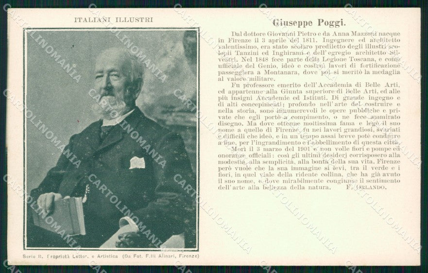 Firenze Città Filippo Orlando Giuseppe Poggi cartolina KF2471 – fronte