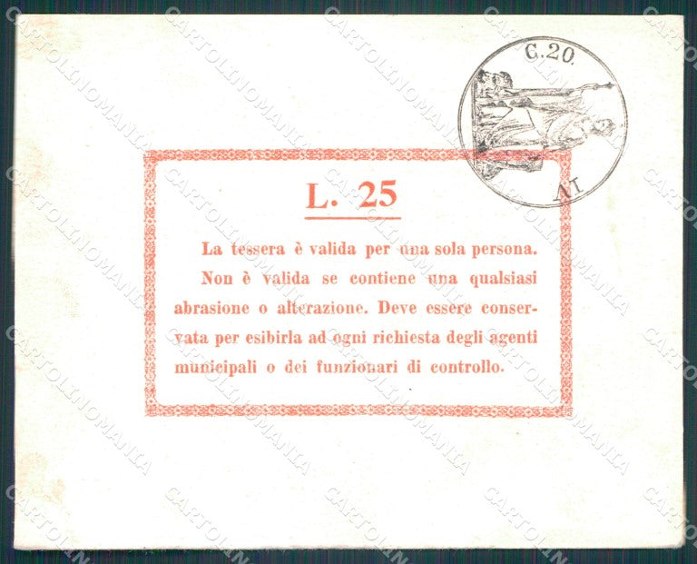 Rimini Città Ricevuta del Comune di Rimini Tessera 05276 PIEGHE KF2472 – retro