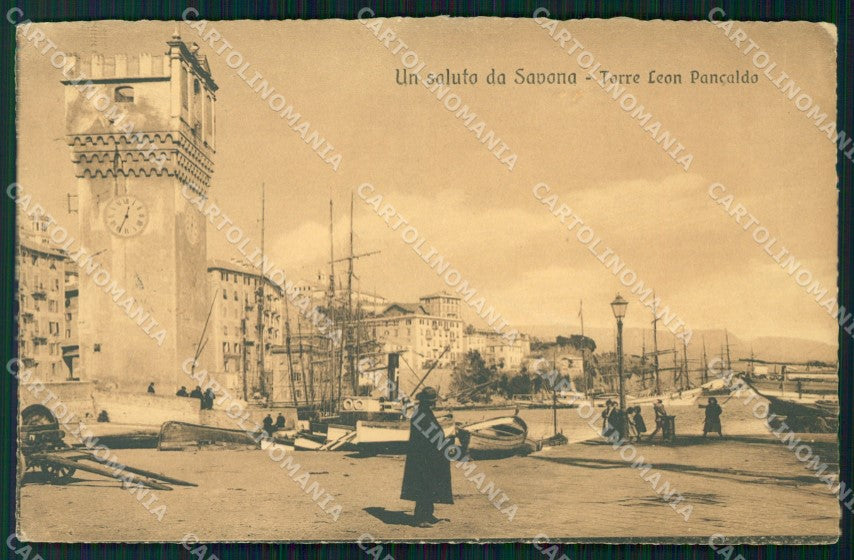 Savona Città Torre Pancaldo Barche PIEGHINA ANGOLINO SCOLLATO cartolina KF2484 – fronte