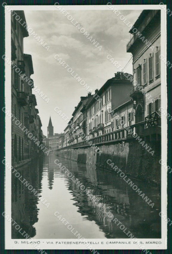 Milano Città Via Fatebenefratelli Naviglio RETRO BIANCO Foto cartolina KF2547 – fronte