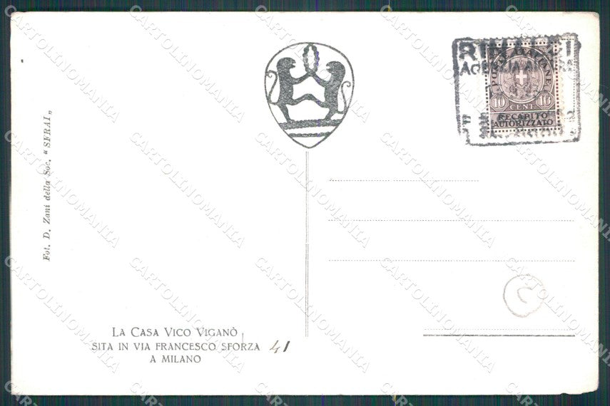 Milano Città Casa di Vico Viganò Architetto cartolina KF2553 – retro
