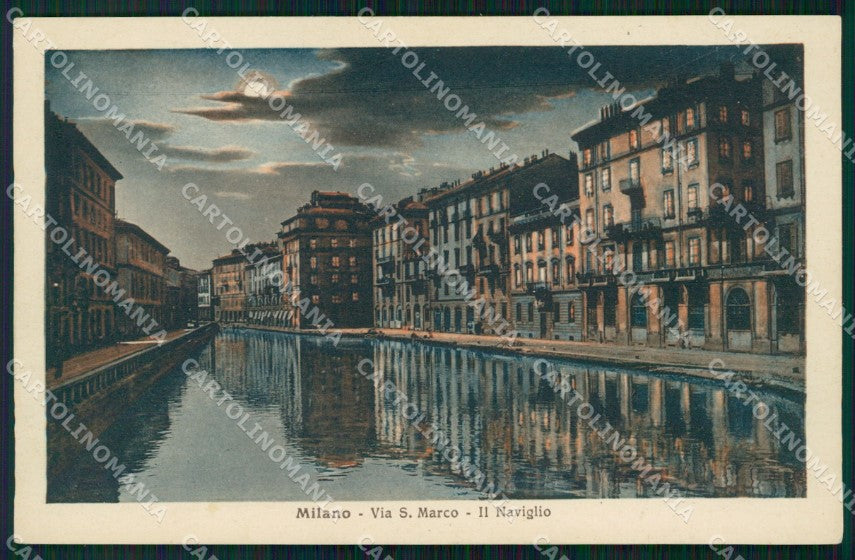Milano Città Via San Marco Naviglio Chiaro di Luna cartolina KF2575 – fronte