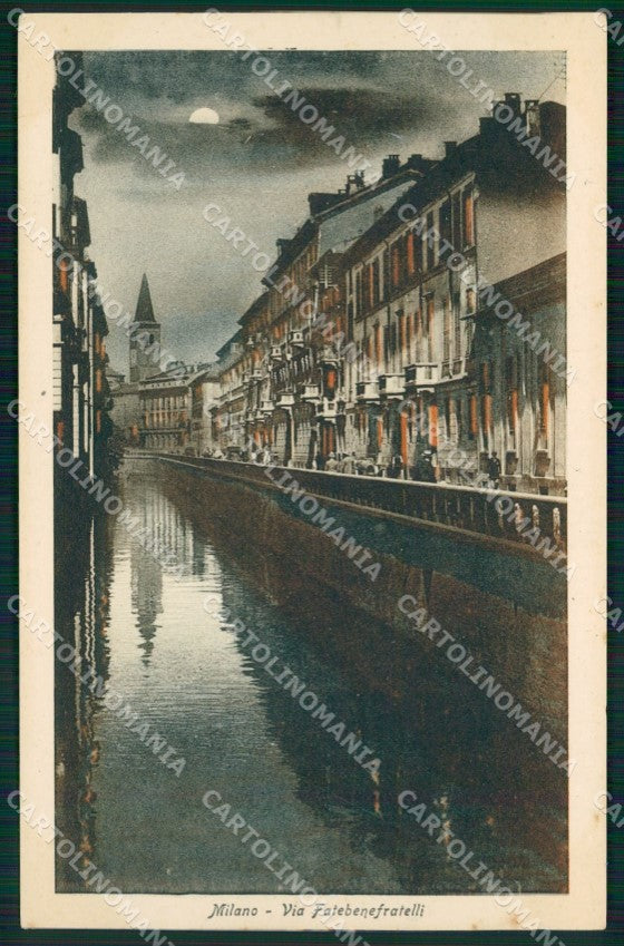 Milano Città Via Fatebenefratelli Chiaro di Luna cartolina KF2576 – fronte