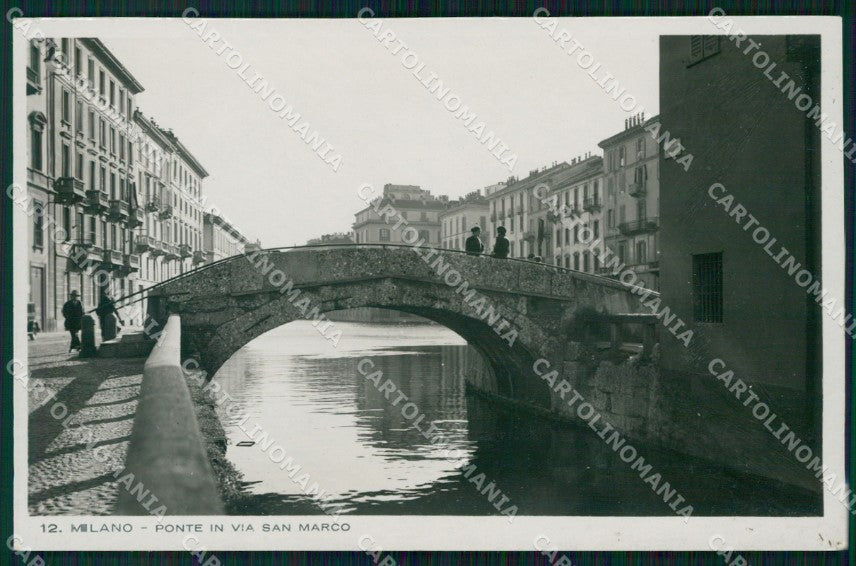 Milano Città Naviglio Ponte Via San Marco RETRO BIANCO Foto cartolina KF2582 – fronte