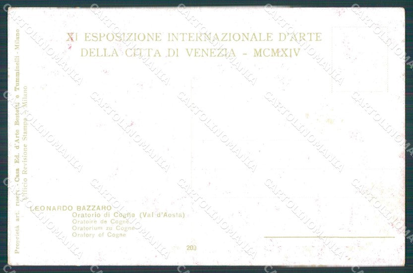 Venezia Città Esposizione d'Arte Leonardo Bazzano Cogne cartolina KF2830 – retro