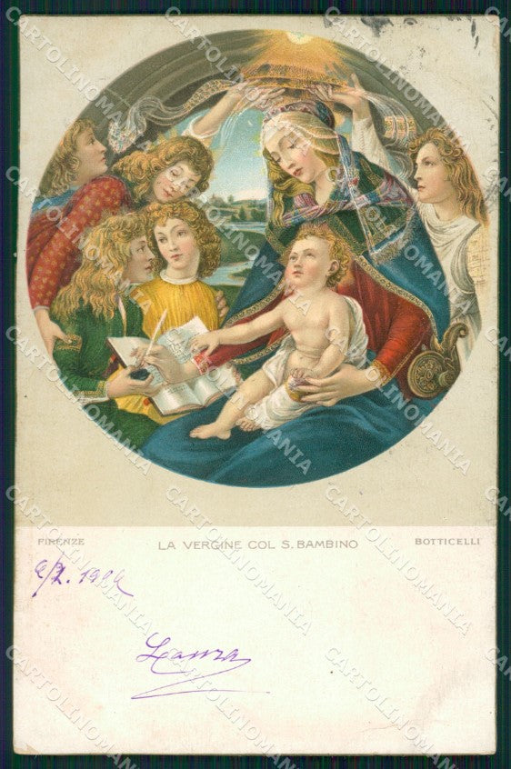 Firenze Città Botticelli La Vergine Col Santo Bambino Stengel cartolina KF2841 – fronte