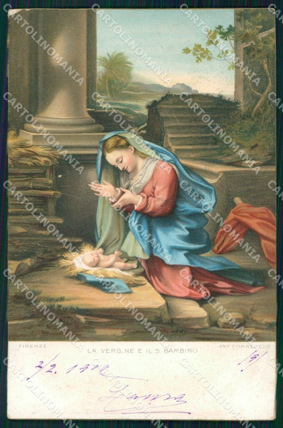 Firenze Città Correggio Vergine e Santo Bambino Stengel cartolina KF2847 – fronte