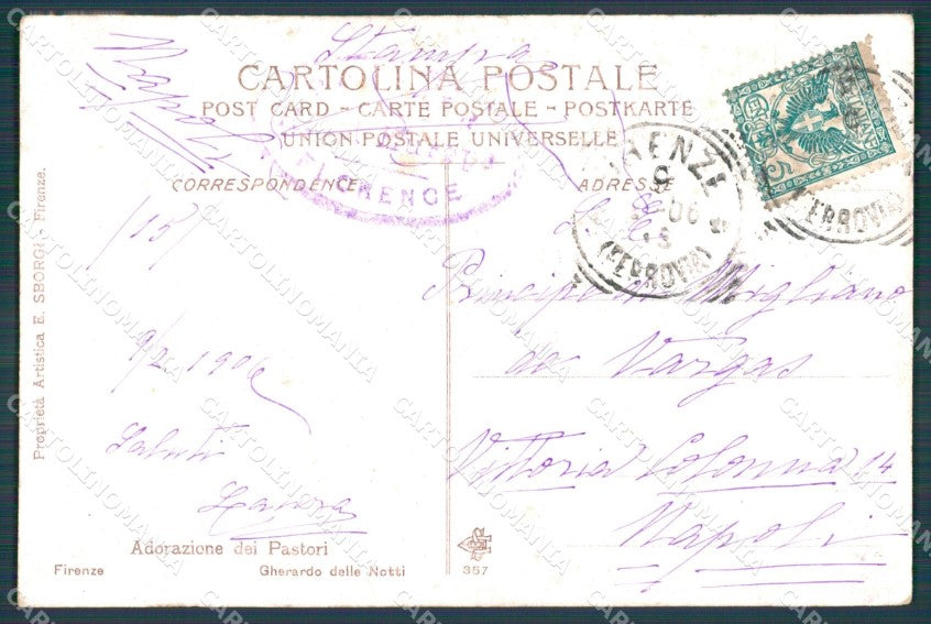 Firenze Città Gherardo Notti Adorazione dei Pastori Sborgi cartolina KF2851 – retro