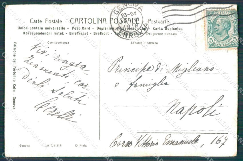 Genova Città Piola La Carità cartolina KF2853 – retro