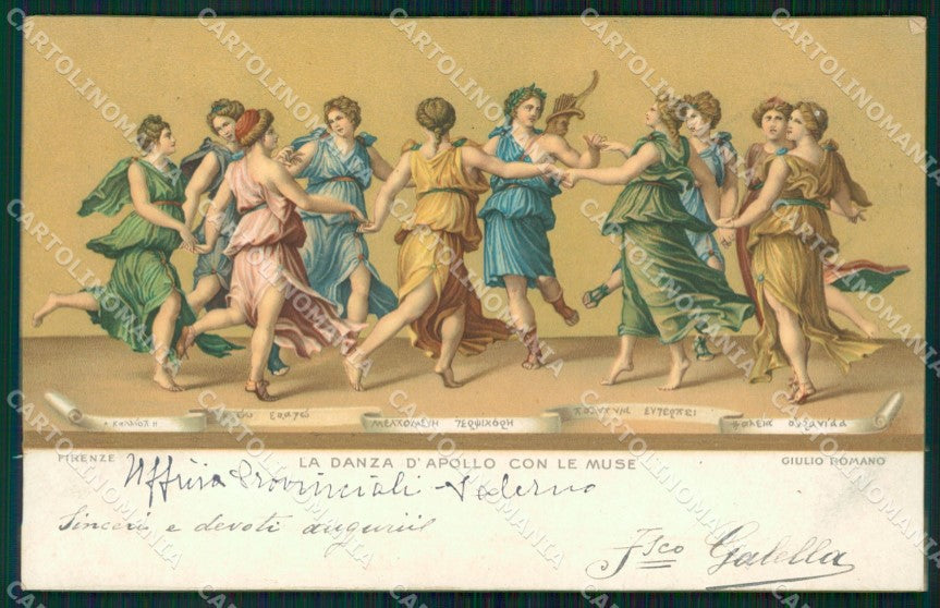 Firenze Città Giulio Romano Danza d'Apollo con le Muse Stengel cartolina KF2863 – fronte