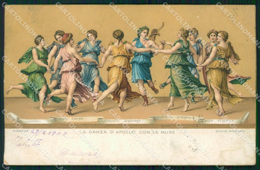 Firenze Città Giulio Romano Danza d'Apollo con le Muse Stengel cartolina KF2865 – fronte