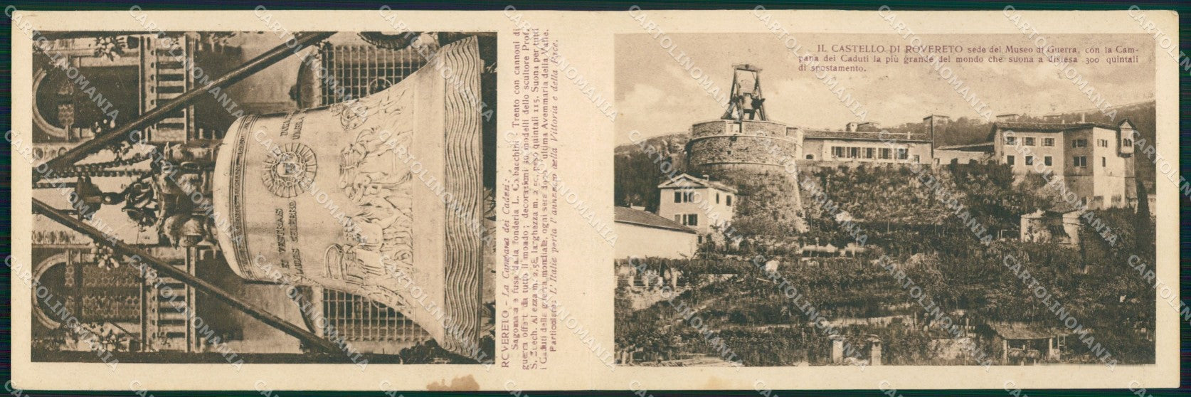 Trento Rovereto Campana doppia cartolina KF3098 – fronte