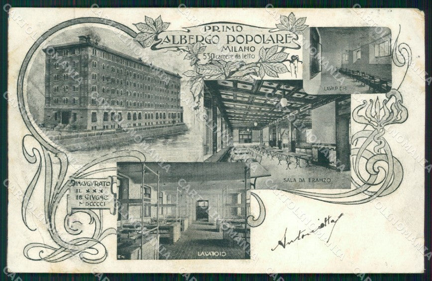 Milano Città Albergo Popolare Via Vallone Conca Naviglio PIEGA cartolina KF3132 – fronte