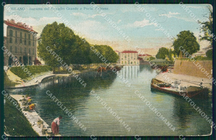 Milano Città Darsena Naviglio Grande Lavandaie cartolina KF3145 – fronte