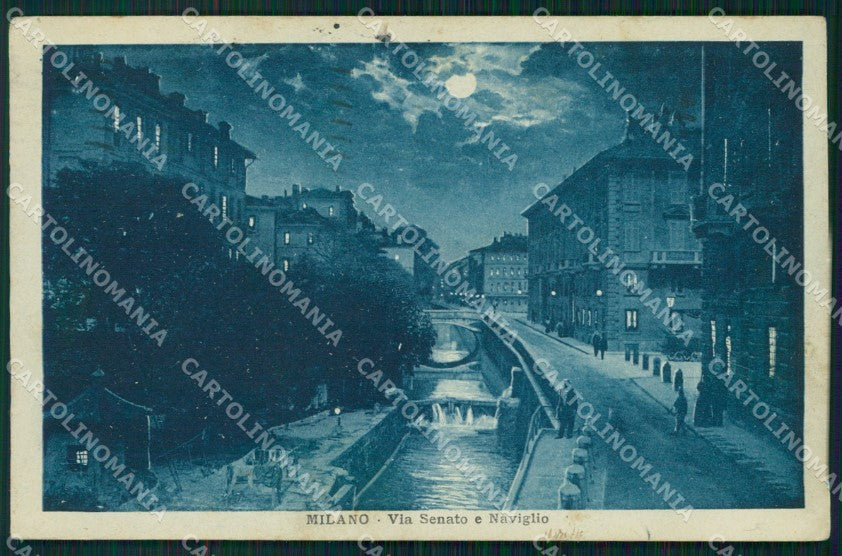Milano Città Via Senato Naviglio Chiaro di Luna cartolina KF3159 – fronte
