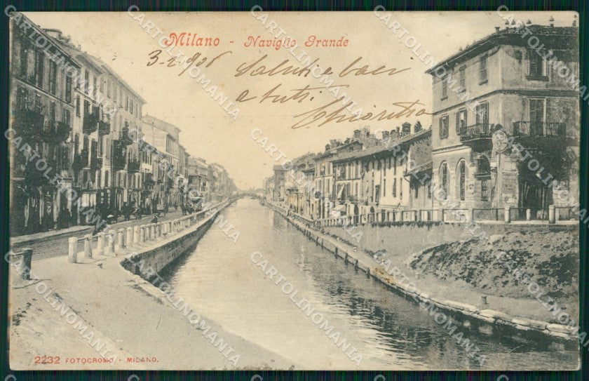 Milano Città Naviglio Grande TRACCE UMIDO cartolina KF3168 – fronte